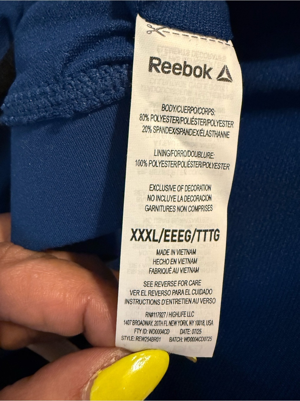 Reebok Navy Sports Bra with White Trim - Picture 4 of 4
